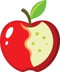 Bitten red apple realistic vector illustration