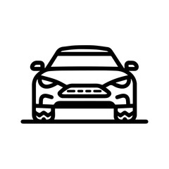 Minimalist Line Art Sports Car Front Icon Design
