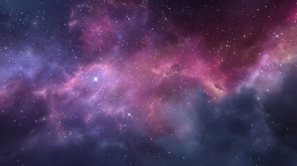 Naklejka premium Vibrant Cosmic Nebula with Stars and Colorful Gas Clouds in Space