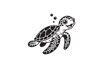 Fototapeta premium cute sea turtle silhouette vector