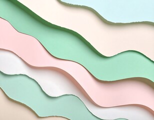 Abstract pastel color paper layers with wavy edges for backgrounds and wallpapers