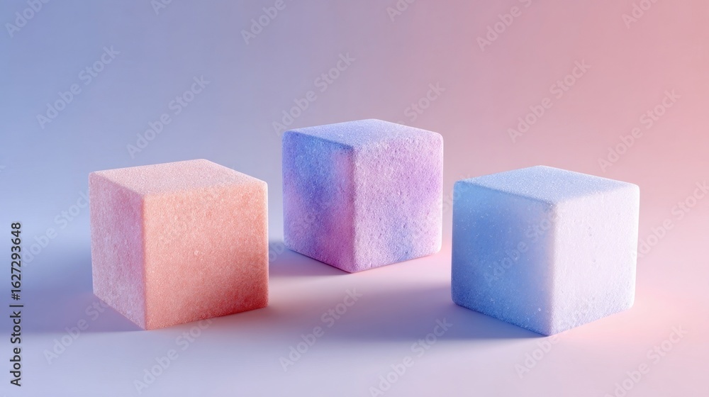 Poster colorful abstract cubes with soft gradients and smooth surfaces