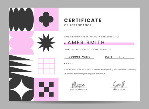 Certificate of Attendance Modern Geometric Design