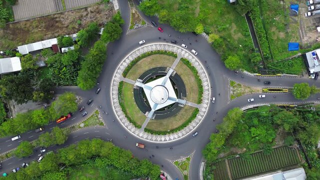 Aerial view of the city Monumen Mataram Metro or Tugu Mataram. The newest icon from the city of Mataram Indonesia. Lombok, Indonesia, May 31, 2025