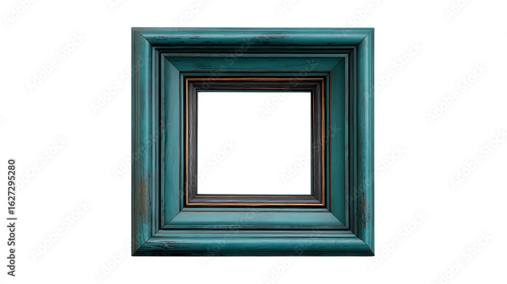 Poster nested teal picture frames isolated on transparent background