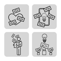 Two individuals engaged in discussion focused on money and innovative ideas. Finance, love for money, and investment in creativity