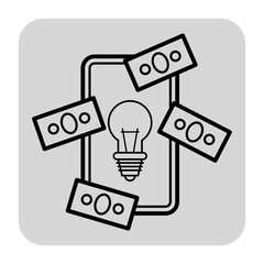Light bulb symbolizing ideas surrounded by money bills, illustrating connection between creativity and financial resources in modern context