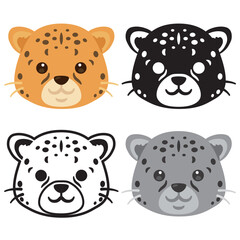 チーターの顔アイコンセット