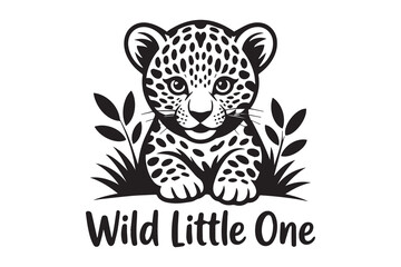 cute leopard cub  silhouette  vector