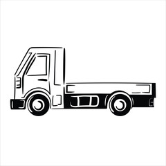 Lineart Pickup Truck Vector Illustration Minimalist Outlined Style