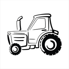 Lineart Tractor Vector Illustration Minimalist Outlined Style