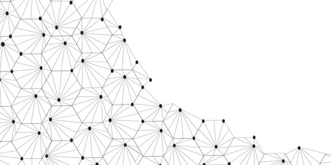 Technology abstract white digital background of connected dot with black line .many squares and rectangle shapes .Internet connection network high digital technology with connecting points and