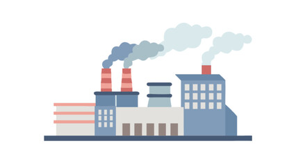 Factory pollution illustration industrial building smoke stack environment climate change vector art