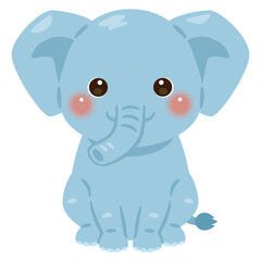 お座りしたゾウのイラスト