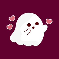 Cute ghostly characters in kawaii style