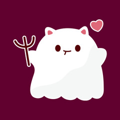Cute ghostly characters in kawaii style
