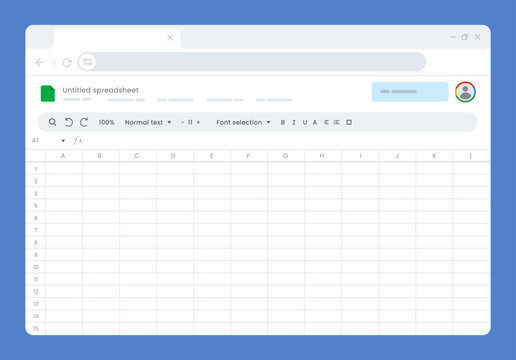 Online spreadsheet application resembling tools used for data management and analysis interface grid of cells columns calculation concept business data analysis and cloud-based office software