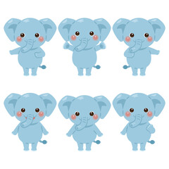 指さしをするゾウのキャラクターイラストセット