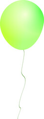 Shiny Green Balloon Floating on Transparent Background for Celebrations and Children's Themes