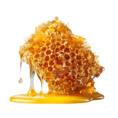 Fresh honeycomb dripping with golden honey, showcasing its natural sweetness and texture. Perfect for culinary uses or as natural sweetener