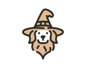 Cute Golden Retriever Dog Wizard Vector Cartoon Illustration