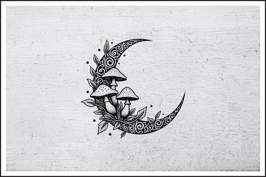 Mystic Moon Garden,
Enchanted Crescent Grove,
Lunar Mushroom Magic,
Moonlit Forest Whimsy
