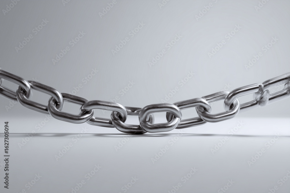 Poster 3d minimalist chain looped around nothing hovering in place concept of binding fear or restriction w