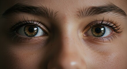 Fototapeta premium Close-up of Human Eyes Detailed Iris Brown and Green.