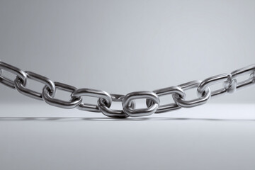 Obraz premium 3D minimalist chain looped around nothing hovering in place concept of binding fear or restriction with no cause soft shadows gray tones
