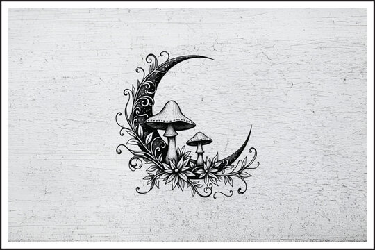 Mystic Moon Garden,
Enchanted Crescent Grove,
Lunar Mushroom Magic,
Moonlit Forest Whimsy