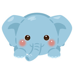 うつ伏せになったゾウのイラスト
