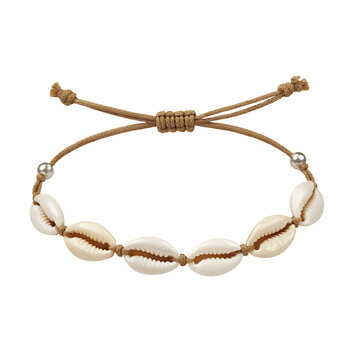 Elegant cowrie shell bracelet on cord, perfect for summer beach days or coastal adventures stylish jewelry