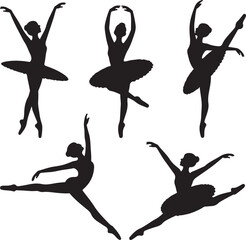Ballerina Silhouette Vector Set  Elegant Ballet Dance Poses