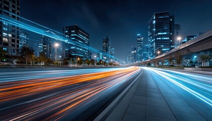 City street at night with light trails (2)