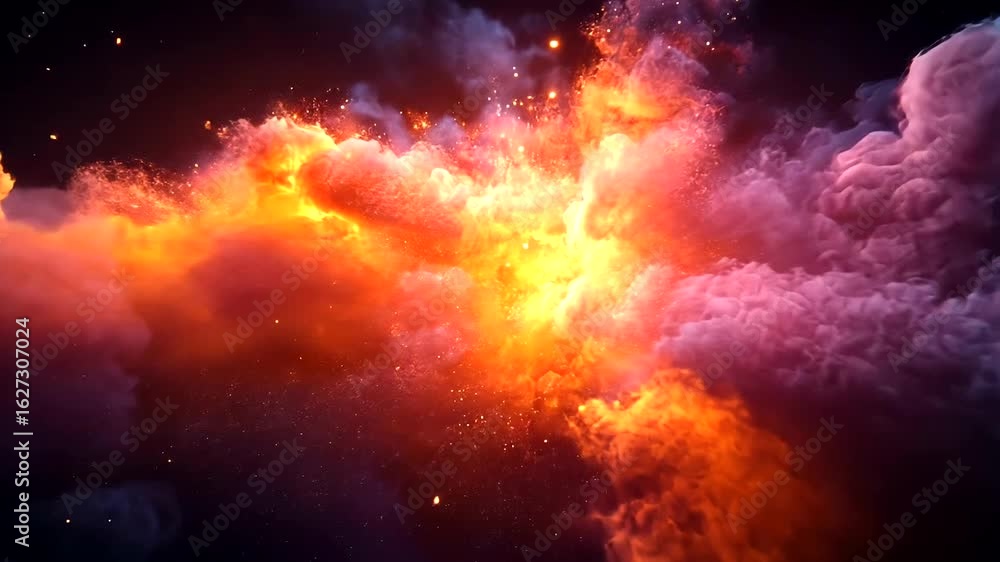 Poster abstract colorful clouds nebula explosion in deep space galaxy background