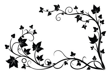 Decorative floral corner border vector with swirling vines