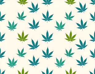 Naklejka premium Cannabis Leaf Pattern with a White Background for Creative Design Projects