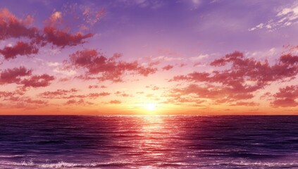 Obraz premium Wide sunset over a calm ocean