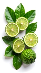 Fresh limes and kaffir lime leaves