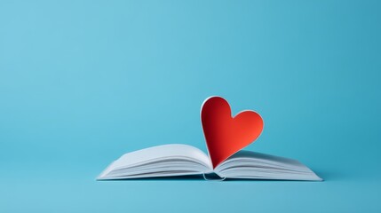 national book lovers day, Love for Books - Heart-Shaped Page on Open Book for World Book Day Celebration, Modern Illustration Style with Copy Space