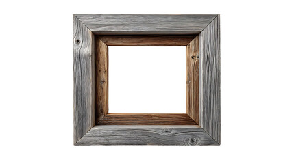 Rustic wooden picture frame isolated on transparent background