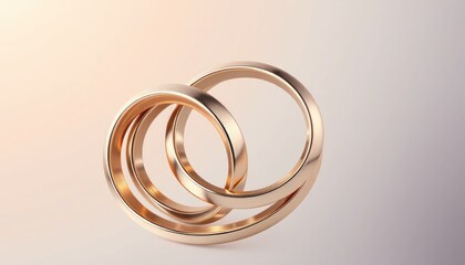 Interlocked golden metallic torus rings on subtle gradient backdrop design