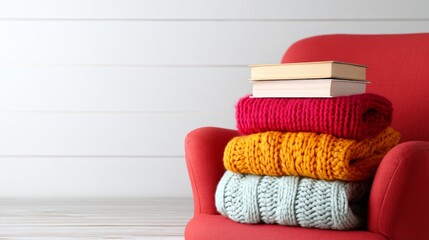 national book lovers day, Inviting Cozy Reading Nook with Books and Blanket for Book Lovers, Copy Space Available