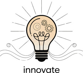 Creative Light Bulb Idea Vector  Innovation and Imagination Outline Icon