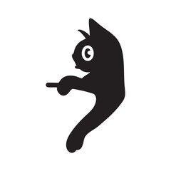 Funny Cartoon Cat Hanging by One Paw Silhouette