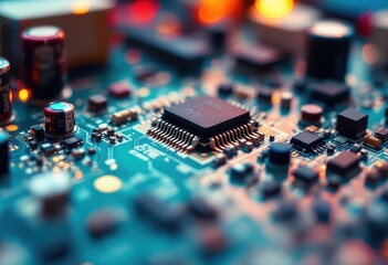 Close-up view of a complex circuit board.