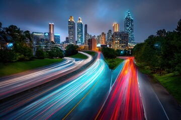 Cityscape highway at twilight (1)