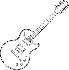 Electric Guitar Vector Outline  Classic Rock Instrument Illustration