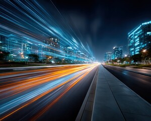 Cityscape night lights blurred motion