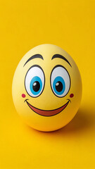 Fototapeta premium Cheerful yellow sphere with blue eyes face happy